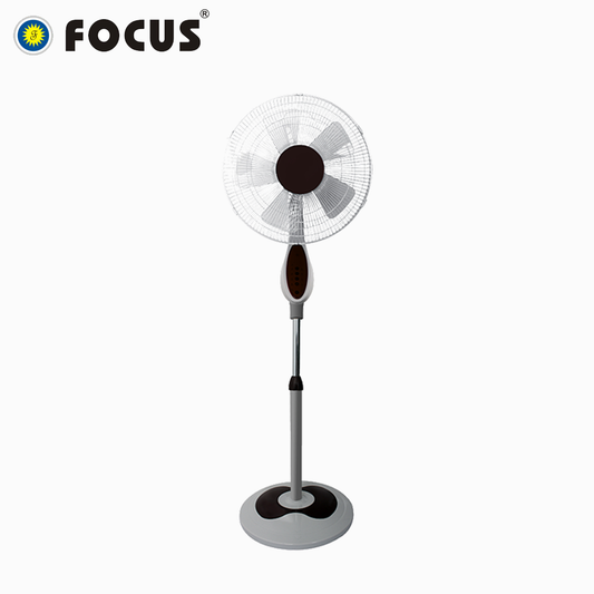 FOCUS Stand Fan F1659R Grey and Coffee Colors 5AS Blades With Remote Control
