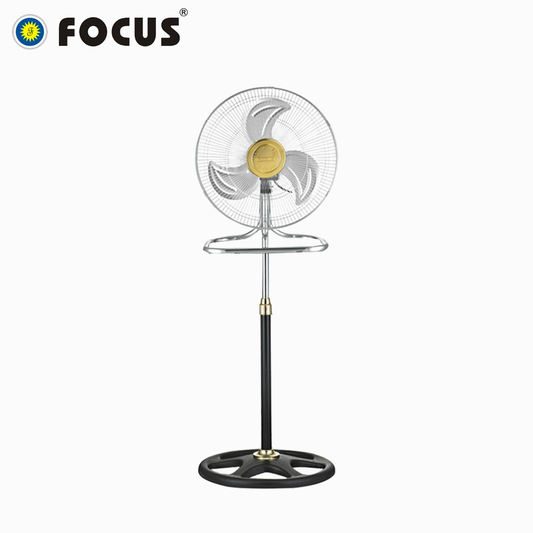 FOCUS Stand Fan F1841/F1845 16 Inch Silver/Black With 3 Aluminum Blades