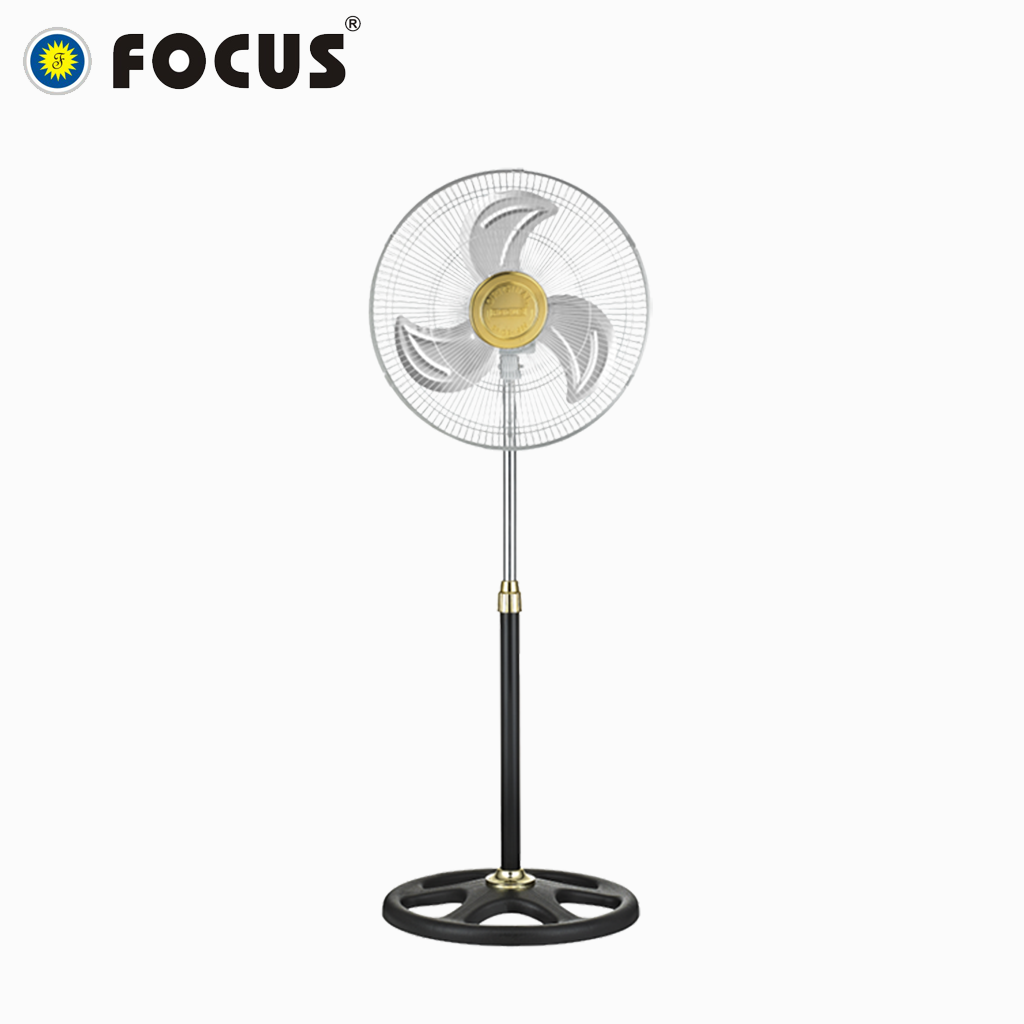 FOCUS Stand Fan F1841/F1845 16 Inch Silver/Black With 3 Aluminum Blades