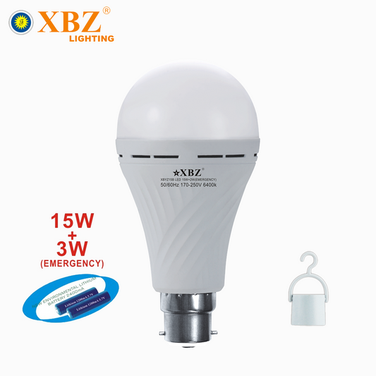 XBZ Emergency LED Bulb 15+2W/18+2W With Battery B22 lamp Base